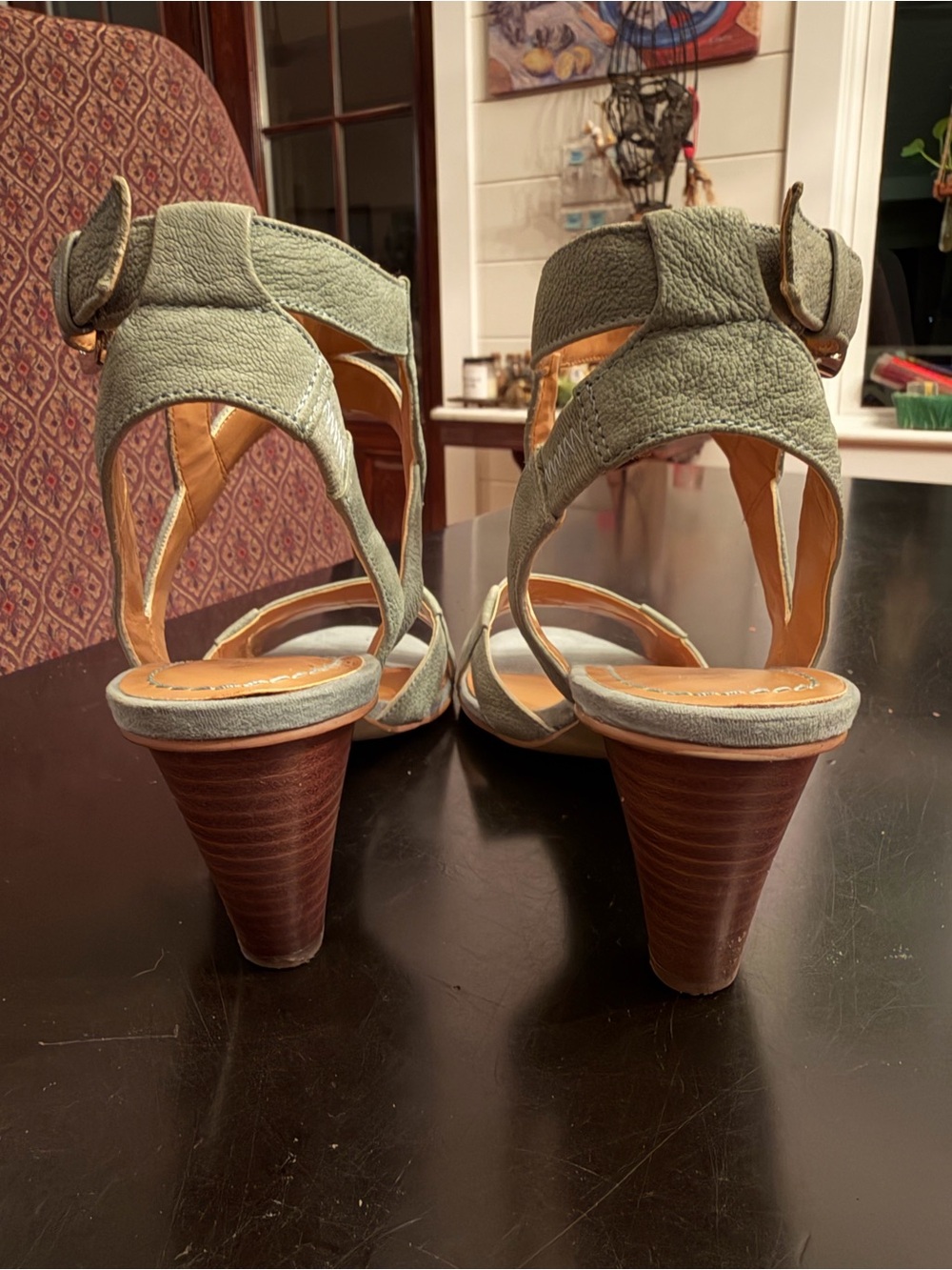 Nine West Light Sage Green Strappy Block Heel Sandals - Picture 5 of 9